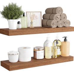 2 Wall Shelves Modern Oak 