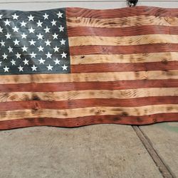 Carved Wavy American Flags