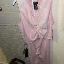 Brand New Pink two-piece lounge set,  sleeveless Top With Soft Comfy Leggings To Match 