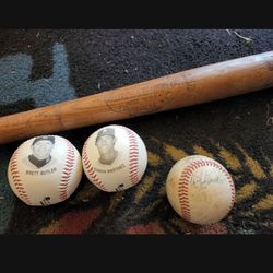 Vintage Baseball and Bat Set "Dodgers" Signed 