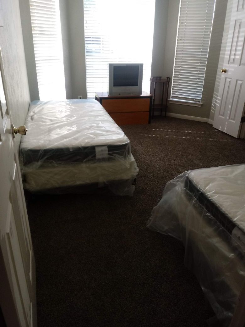 TWO Twin Size Mattresses w/ bed frame