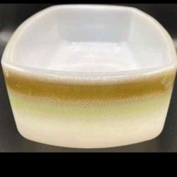 1950s Federal Glass Mesa Moss Milk Glass Loaf Pan Brown Green Ombre