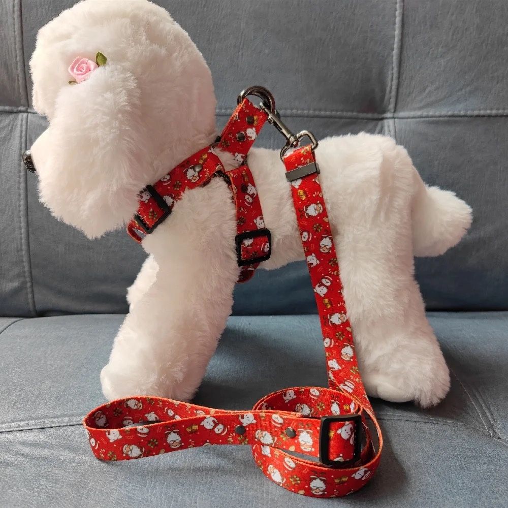 Christmas Dog Harness Collar Leash Sets