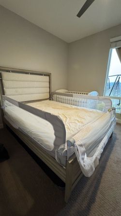Extra Long Queen Bed Rails (3-Piece Set) | Fold Down | Adjustable Height