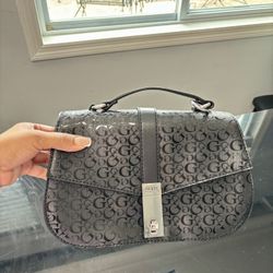 Guess Black Monogram Shoulder Bag – Excellent Condition