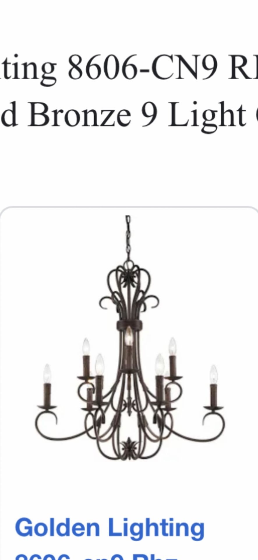 8606-CN9 RBZ Homestead Rubbed Bronze 9 Light Candelabra Chandelier