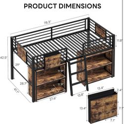 Twin size loft bed with storage
