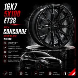 🔥 16x7 5x100 RTX Concorde Satin Black Wheels 🔥
