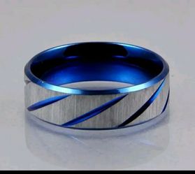 Unisex blue stainless steel ring