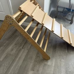 Pickler Large Wooden Triangle, With Slide And Climbing, Toddler Activity Gym 