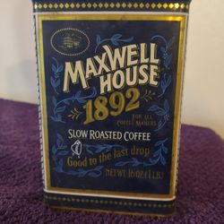Vintage Maxwell House Metal Tin Coffee Box