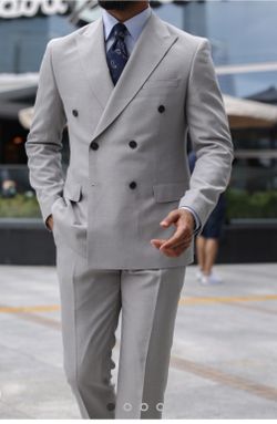 double breasted wool suit