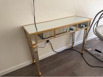 3-Drawers Mirror Table Dressing Table Console Table - Champagne Gold