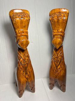 Hand carved vintage wooden bankhorses (2) Rare