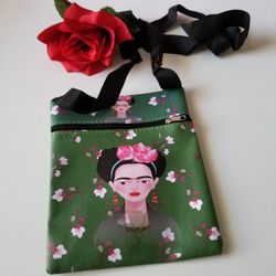 Frida Kahlo Crossbody Green Bag
