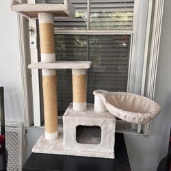 45" Multilevel Cat Hammock Climbing Tower Tree Loft Bed Scratching Posts