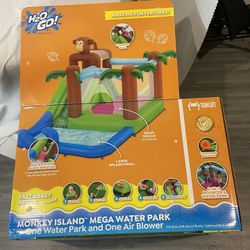 H2O Go Monkey Island Mega Water Park and Inflatable Bouncer Slide w. Air Blower