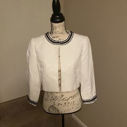 Tahari Arthur S Levine White Cropped Dress Jacket