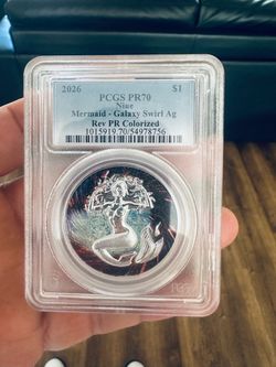 2026 Niue Mermaid Galaxy Swirl Silver Coin PCGS PR70