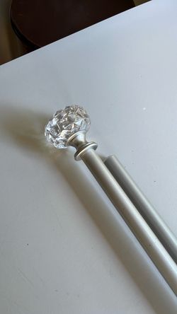 Silver Curtain Rod with Crystal Finial
