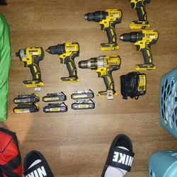 Dewalt 20v Brushless Atomic Drills, Impact, Hammer Drill, Batteries and Charger 