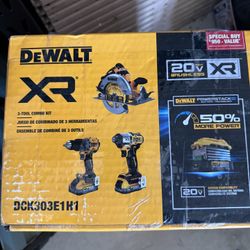 Brand New DeWalt XR 20V Brushless 3-Tool Combo Kit (Sealed) DCK303E1H1