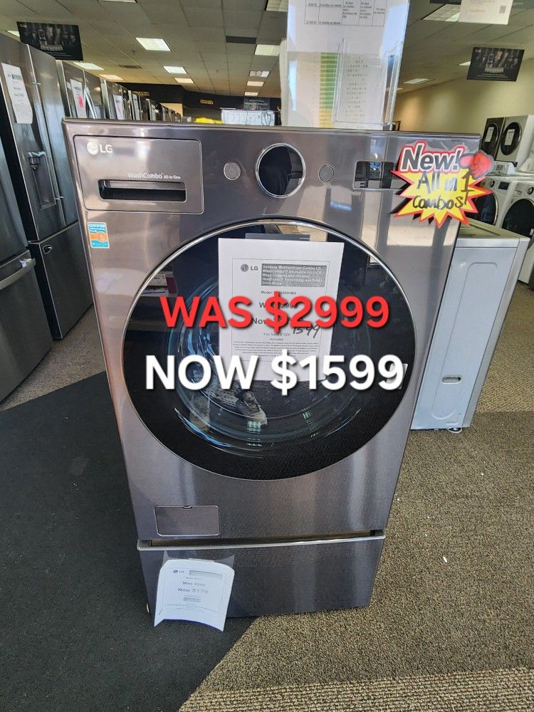 Ventless Washer And Dryer Combo LG Washcombo All In One 5.0 Cu. Ft. Mega Capacity With Inverter 