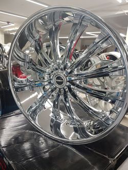 New chrome 26s and tires. $10 take home layaway. Ulohos 2940 N Keystone Mon-Sat 10-6