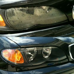 Before and after headlight restoration