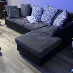 Grey Couches Including Ottoman