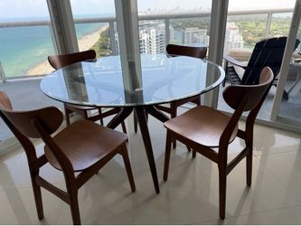 West Elm Glass Dining Table + 4 Classic Café Chairs