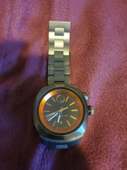 Movado Bold Black and Orange Dial Gunmetal Ion-plated Men's Watch. Good Working&New Japanese Baterry