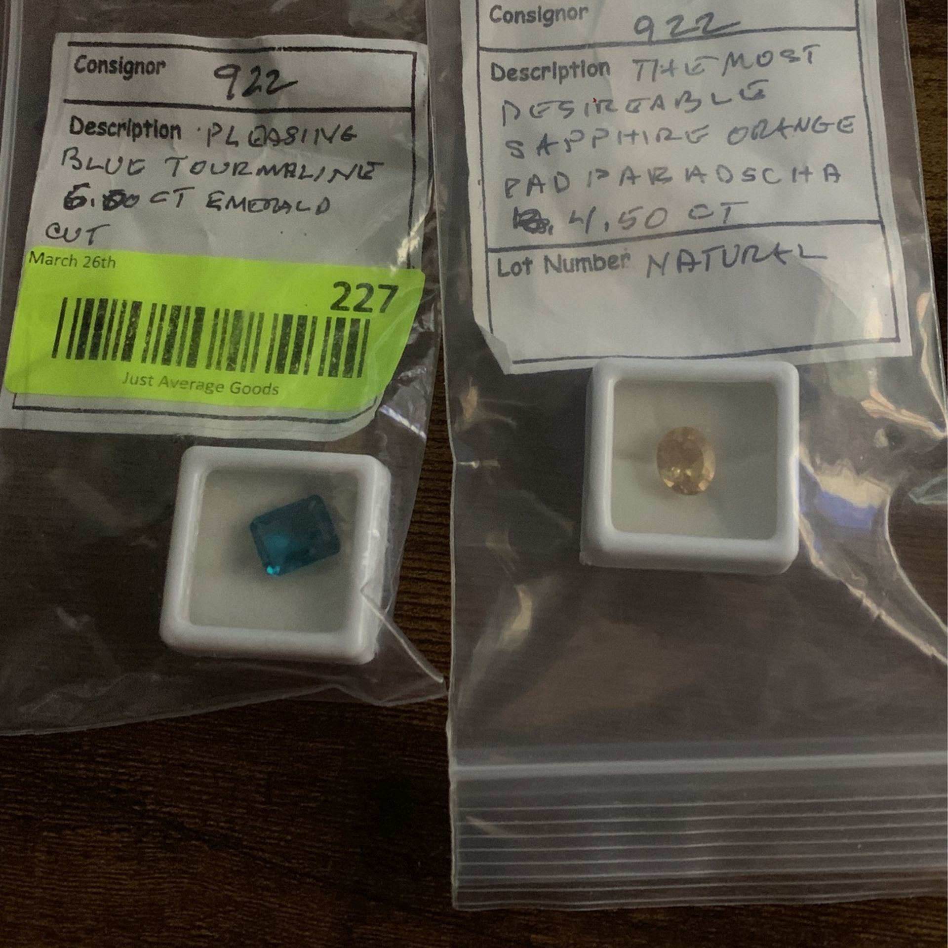 Real Jewelry Cut Gems Blue Tourmaline and Orange Sapphire