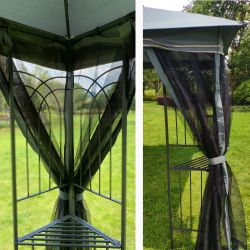 13x10 Outdoor Patio Gazebo Canopy Tent With Ventilated Double Roof And Mosquito net(Detachable Mesh Screen On All Sides),Suitable for Lawn, Garden, Ba