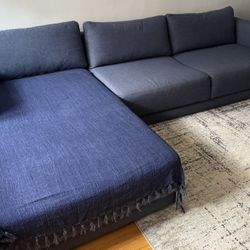 Big, Blue, Long Sectional Couch