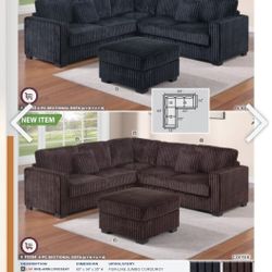 BRAND NEW 4PC SECTIONAL SOFA SET WITH OTTOMAN AND ACCENT PILLOWS INCLUDED $549