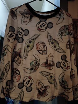 Disney Anniversary Long Sleeve Top With All Characters On It
