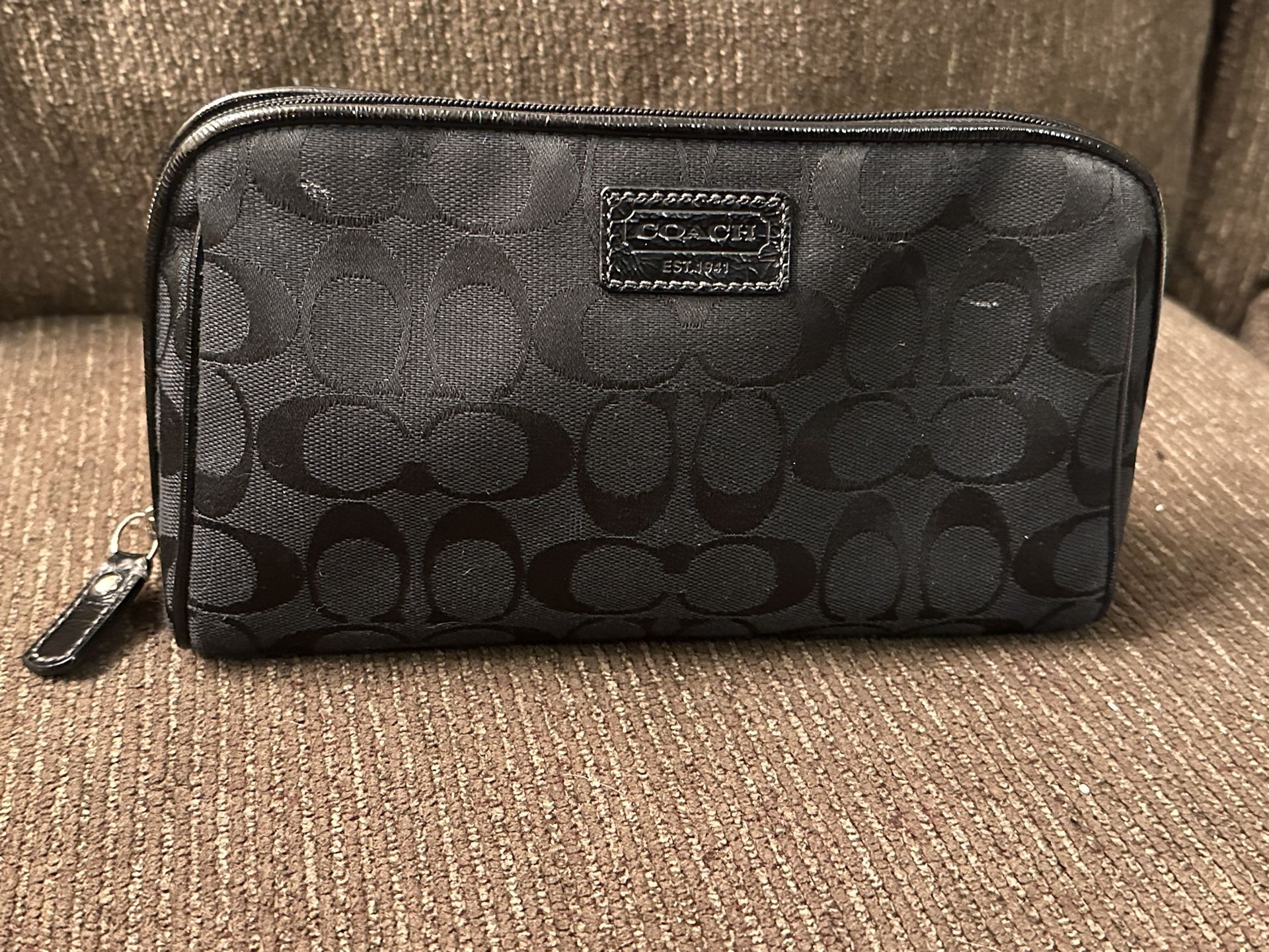 Black Coach makeup bag, EUC, Red Interior 