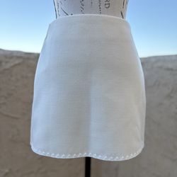 Commense cream embroidered trim tweed mini skirt size XS extra small NWT
