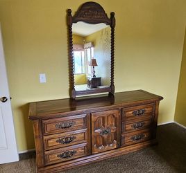 Bedroom set: Dresser/mirror; armoire; 2 nightstands