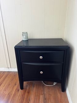 2 - Side table Black Oak Side with drawers