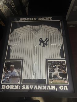 43x35 Bucky Dent Framed Yankee Jersey With Pics From MLB