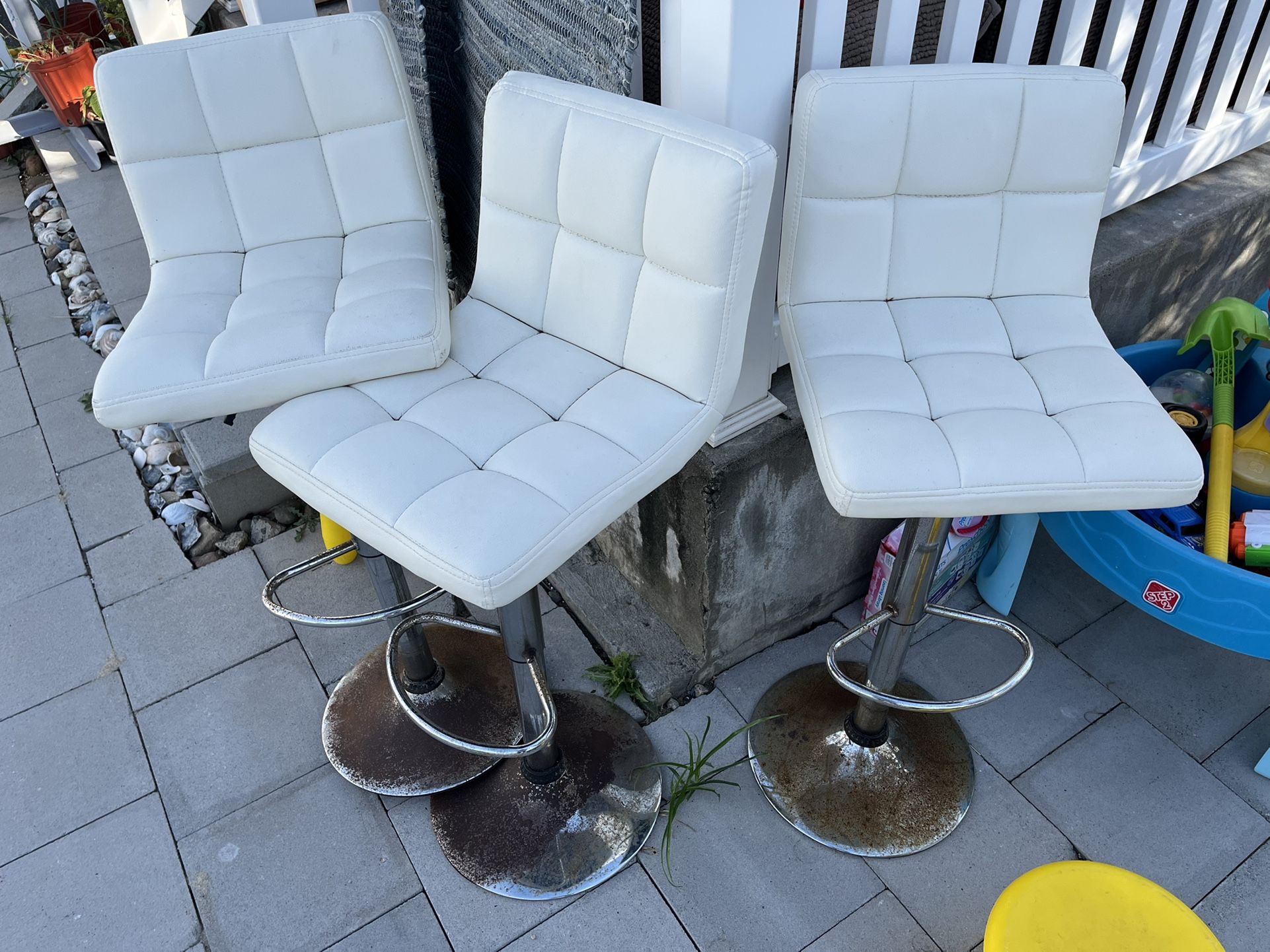 White Leather Bar Stools