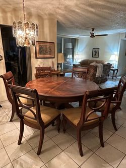 Round wooden dining table