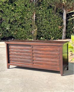 Rustic Modern Solid Wood TV Stand Media Credenza with Sliding Doors