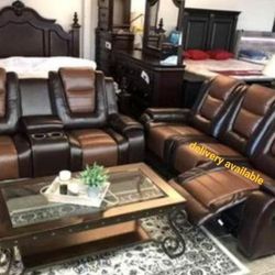 Brand New/ Briscoe Brown Double Reclining Living Room Set, Sofa And Loveseat/ Couches // Delivery Available 