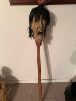 Halloween Zombie Head on Stake Prop
