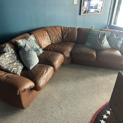 Italian Leather Couch - Super Plush - vintage 1980s