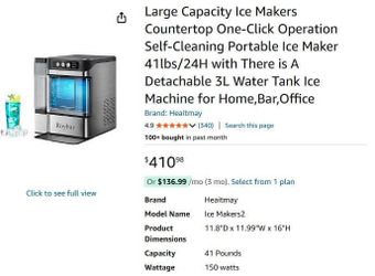 Ice Makers Countertop One-Click Operation Self-Cleaning Portable Ice Maker 41lbs/24H
