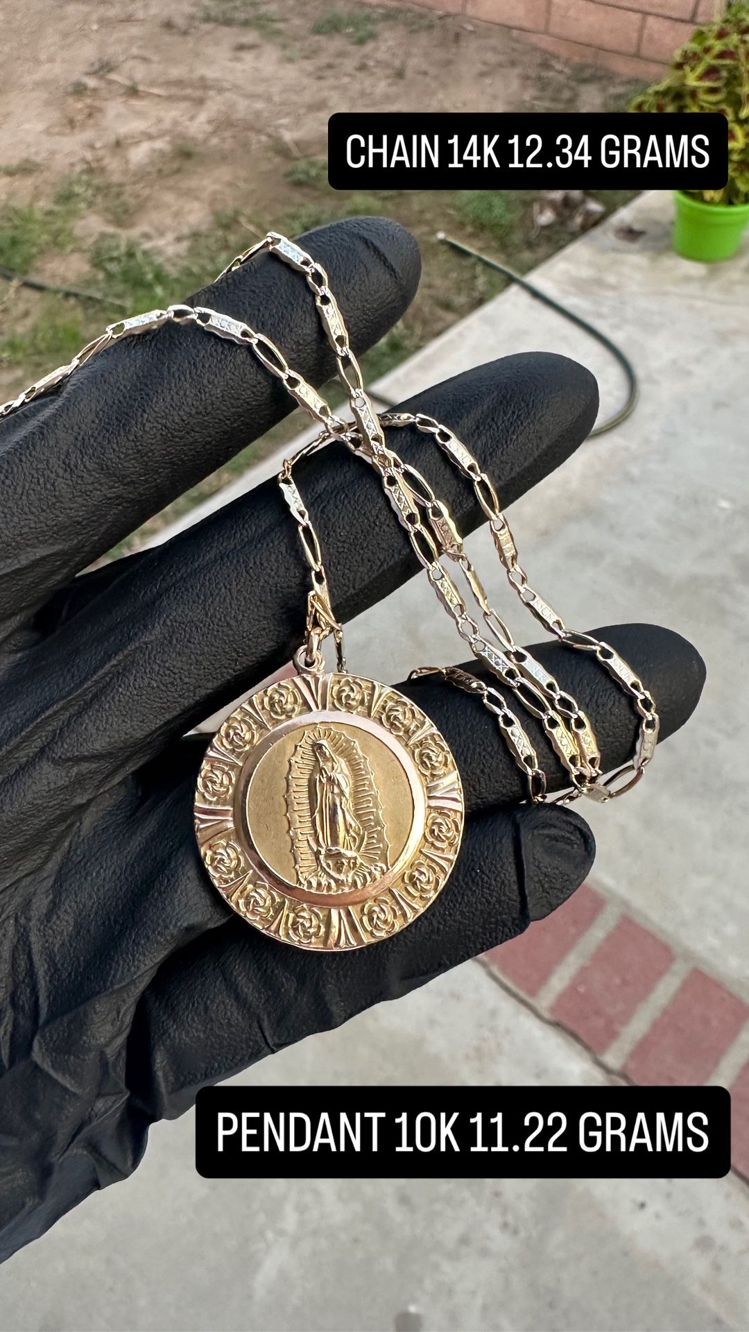 14K Chain + 10K Pendant – Solid Gold – 23.58g Total – Firm Price